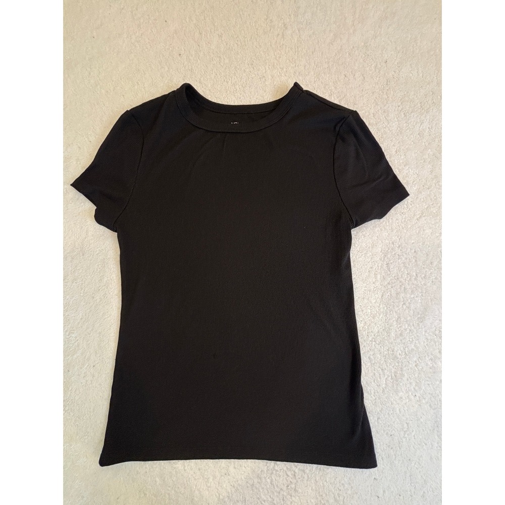 No‎ Boundaries Womens Ribbed Short Sleeve Crewneck T-Shirt Black Small S 3-5